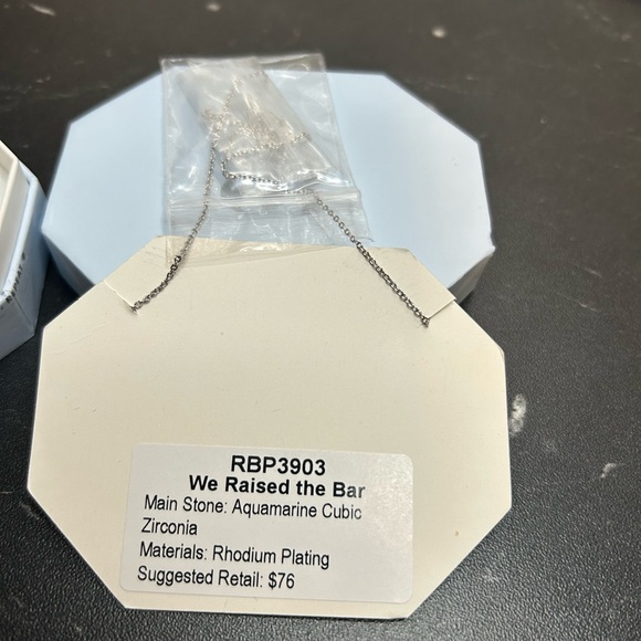 Bomb Party Dainty aquamarine bar Necklace RBP3903 - Picture 3 of 7